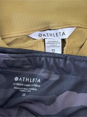 Lot of 2 XS Athleta Joggers and Camo Leggings